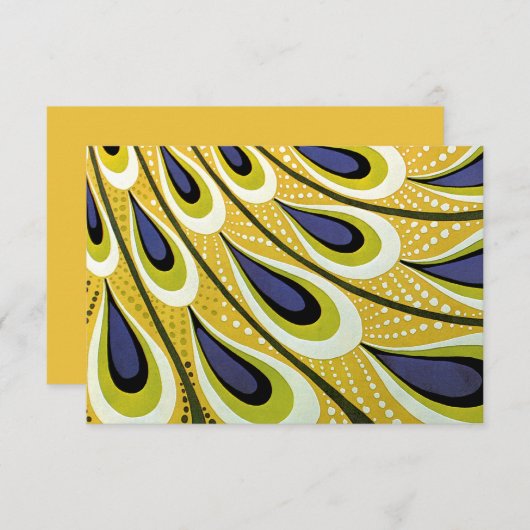 Vintages Jugendstil, Macmillans Pfauenfeder RSVP Karte (Vorne/Hinten)