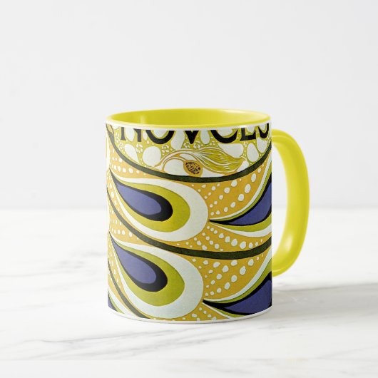 Vintages Jugendstil, Macmillans Pfauenfeder Tasse (VorderseiteRechts)