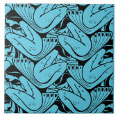 Vintages Jugendstil-Mermaid-Muster von K. Moser Fliese (Vorderseite)