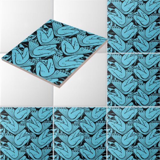 Vintages Jugendstil-Mermaid-Muster von K. Moser Fliese