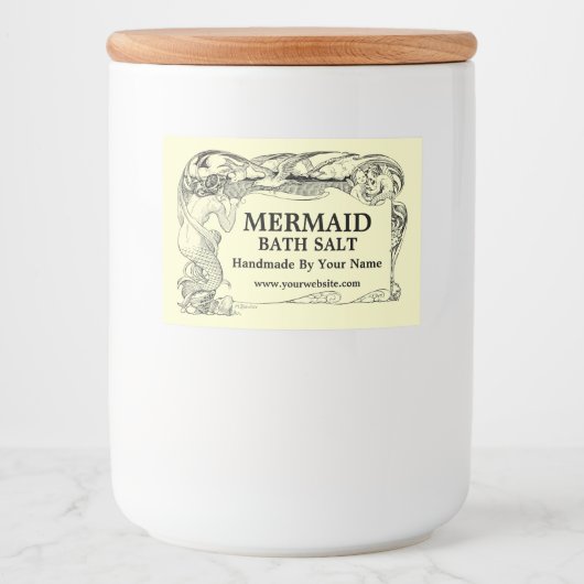 Vintages Jugendstil-Mermaid-Template Lebensmitteletikett (Vorderseite)