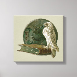 Vintages Jugendstil mit einer Eule, Münze und eine Leinwanddruck