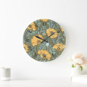 Vintages Jugendstil, Mohn-Blume im Garten Große Wanduhr (Zuhause)