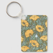 Vintages Jugendstil, Mohn-Blume im Garten Schlüsselanhänger (Vorderseite)