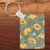 Vintages Jugendstil, Mohn-Blume im Garten Schlüsselanhänger (Vorderseite)