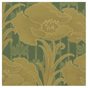 Vintages Jugendstil-Mohn-Blume-Muster Stoff