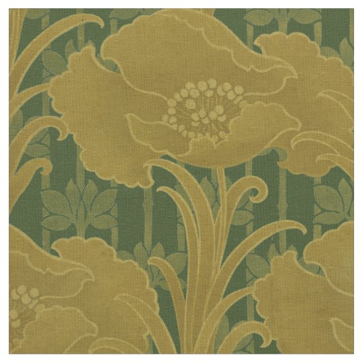 Vintages Jugendstil-Mohn-Blume-Muster Stoff (Nahaufnahme)