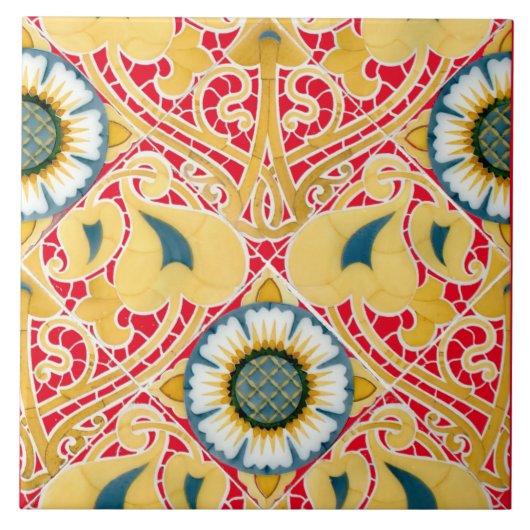 Vintages Jugendstil-Muster Fliese (Vorderseite)