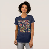 Vintages Jugendstil-Muster für tropische Parrots T-Shirt (Vorne ganz)