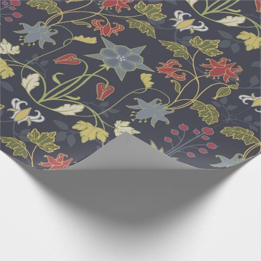 Vintages Jugendstil-Muster. Jugendstil. Aquilegi Geschenkpapier (Ecke)