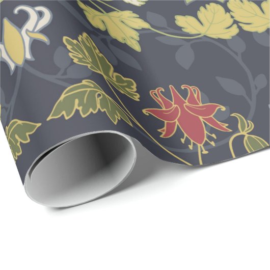 Vintages Jugendstil-Muster. Jugendstil. Aquilegi Geschenkpapier (Rolleneckpunkt)