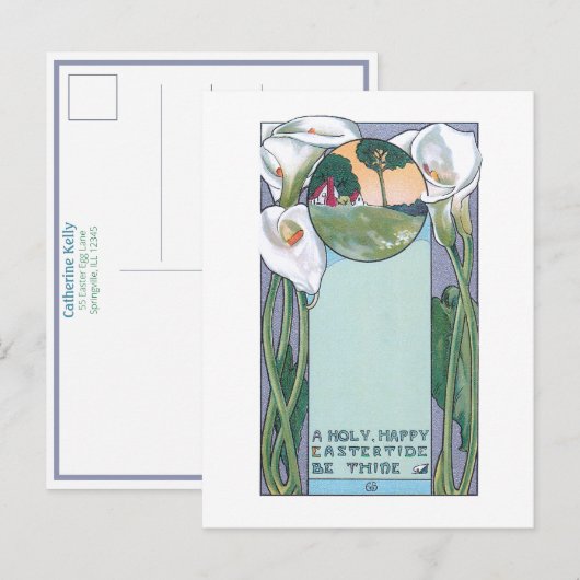 Vintages Jugendstil Ostern Postkarte (Vorne/Hinten)