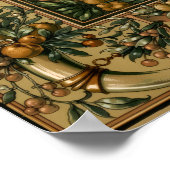 Vintages Jugendstil-Pfau & Frucht von Anton Seder Poster (Ecke)