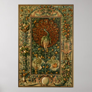 Vintages Jugendstil-Pfau & Frucht von Anton Seder Poster