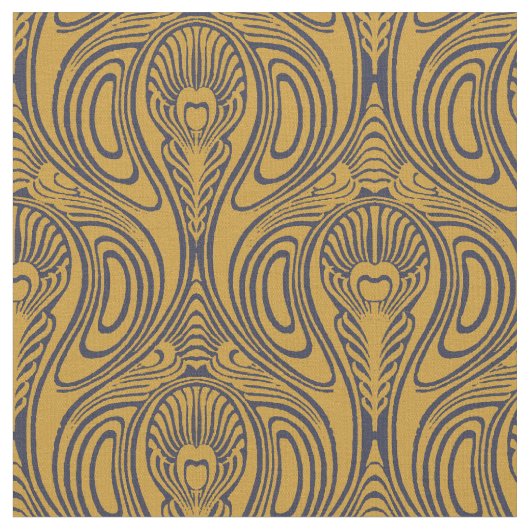 Vintages Jugendstil-Pfauenfedermuster Stoff (Nahaufnahme)