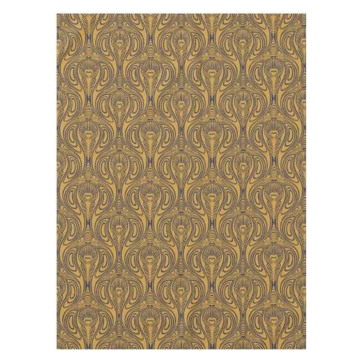 Vintages Jugendstil-Pfauenfedermuster Tischdecke (Vorderseite)