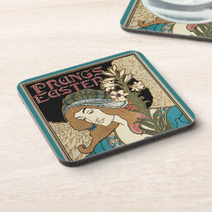 Vintages Jugendstil, Prang's Osterveröffentlichung Getränkeuntersetzer