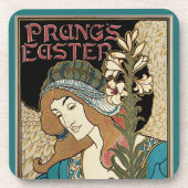 Vintages Jugendstil, Prang's Osterveröffentlichung Getränkeuntersetzer (Vorderseite)