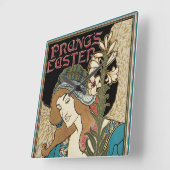Vintages Jugendstil, Prang's Osterveröffentlichung Quadratische Wanduhr (Winkel)