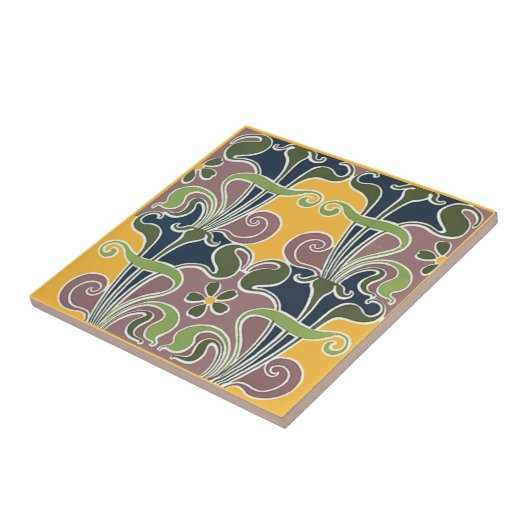 Vintages Jugendstil-Psychedelic-Muster Fliese (Seite)