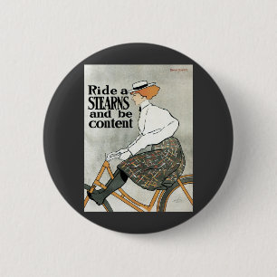 Vintages Jugendstil, Reiten a Sterns Fahrräder Button