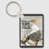 Vintages Jugendstil, Reiten a Sterns Fahrräder Schlüsselanhänger (Vorderseite)