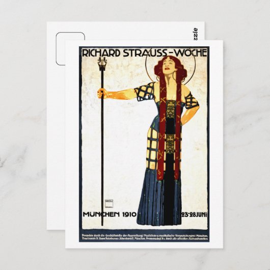Vintages Jugendstil Richard Strauß Konzert Postkarte (Vorne/Hinten)