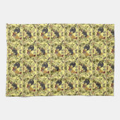 Vintages Jugendstil-Rooster & Hen Chickens-Muster Geschirrtuch (Horizontal)