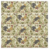 Vintages Jugendstil-Rooster & Hen Chickens-Muster Stoff (Muster)