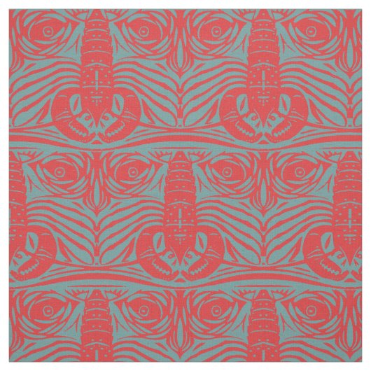 Vintages Jugendstil-Rote Lobster-Löwengeflecht Stoff (Muster)