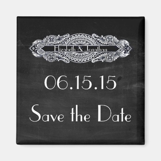 Vintages Jugendstil Save the Date Magnet (Vorne)