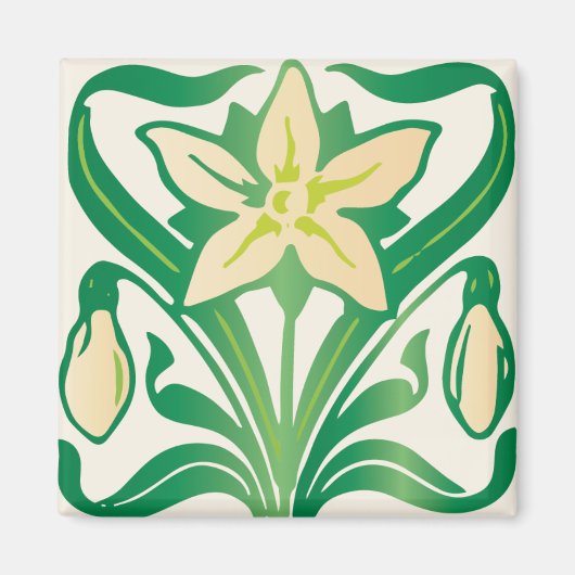 Vintages Jugendstil-Schneeschuhwandermuster Magnet (Vorne)