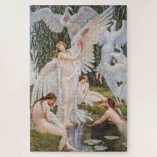 Vintages Jugendstil Swan Maidens by W. Crane Puzzle (Vertikal)