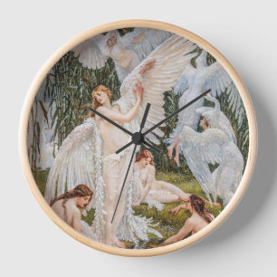 Vintages Jugendstil Swan Maidens by W. Crane Uhr