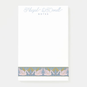 Vintages Jugendstil-Swan-Muster - Personalisiert Post-it Klebezettel