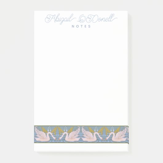 Vintages Jugendstil-Swan-Muster - Personalisiert Post-it Klebezettel (Vorderseite)