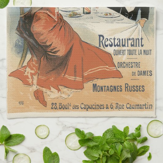 Vintages Jugendstil, Taverne Olympia Restaurant Geschirrtuch (Gefaltet)