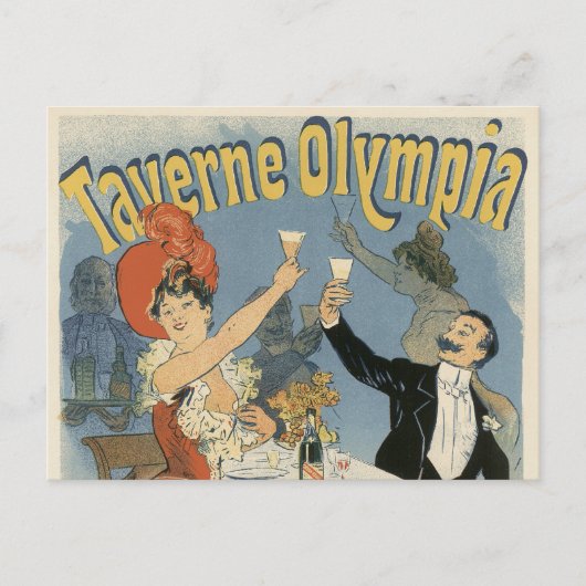 Vintages Jugendstil, Taverne Olympia Restaurant Postkarte (Vorderseite)