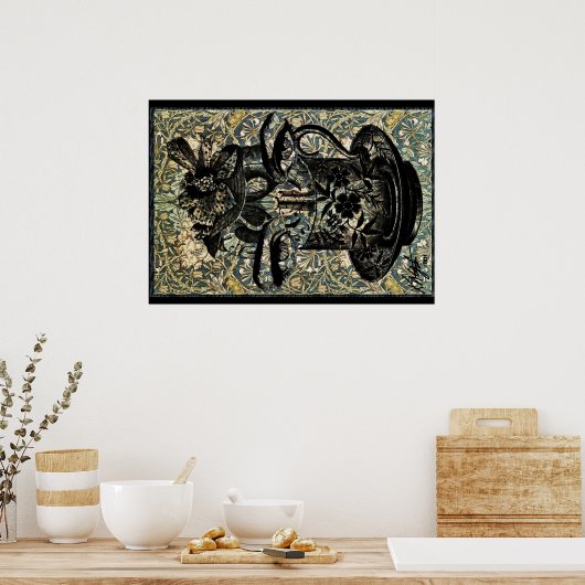 Vintages Jugendstil-Teakholz Poster (Küche)