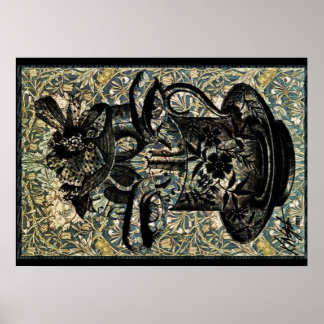 Vintages Jugendstil-Teakholz Poster