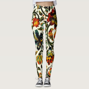 Vintages Jugendstil-Thistles Cicadas Muster Leggings