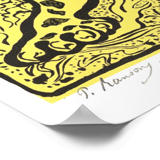 Vintages Jugendstil-Tiger im Dschungel Poster (Ecke)