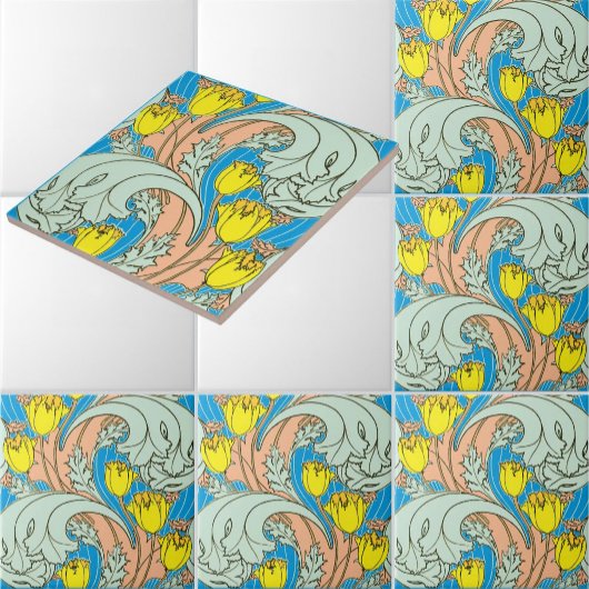 Vintages Jugendstil-Tulip-Muster Fliese
