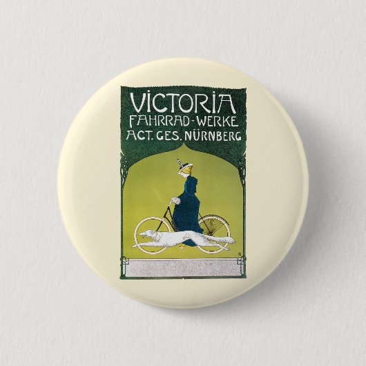 Vintages Jugendstil, Victoria Fahrrad Werke, Rehm Button (Vorderseite)
