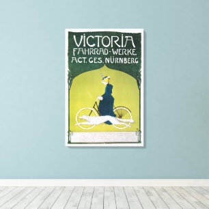 Vintages Jugendstil, Victoria Fahrrad Werke, Rehm Leinwanddruck