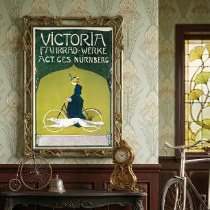 Vintages Jugendstil, Victoria Fahrrad Werke, Rehm Poster