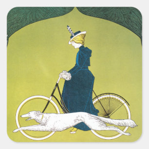 Vintages Jugendstil, Victoria Fahrrad Werke, Rehm Quadratischer Aufkleber