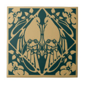 Vintages Jugendstil-Vogelpaarmuster Fliese (Vorderseite)