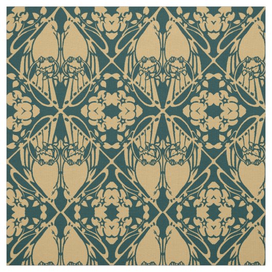 Vintages Jugendstil-Vogelpaarmuster Stoff (Muster)