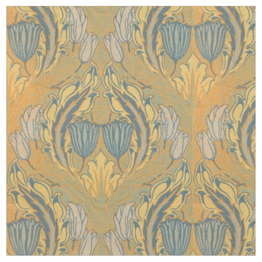 Vintages Jugendstil Walter Crane Tulip Muster Stoff (Nahaufnahme)